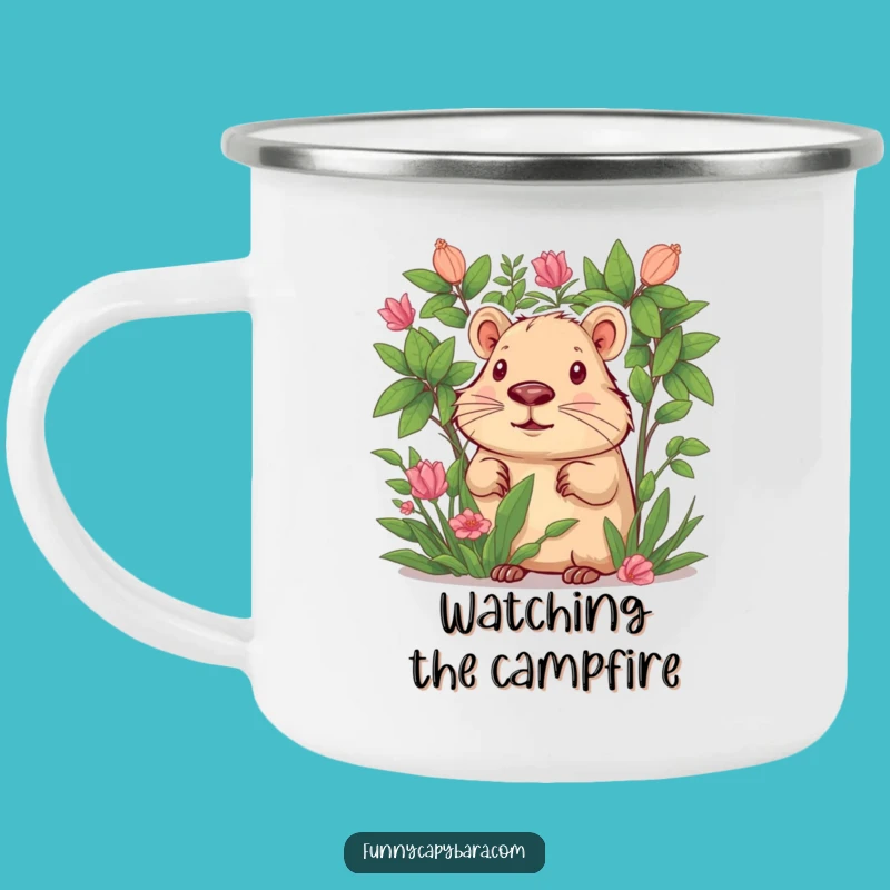 Funny Capybara Foliage Camping Mug: Adventure with Curiosity
