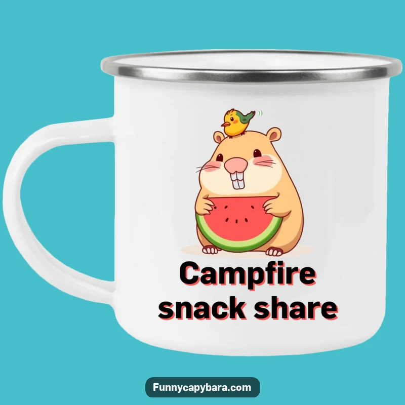 Funny Capybara Watermelon Bird Camping Mug: Share Adventures