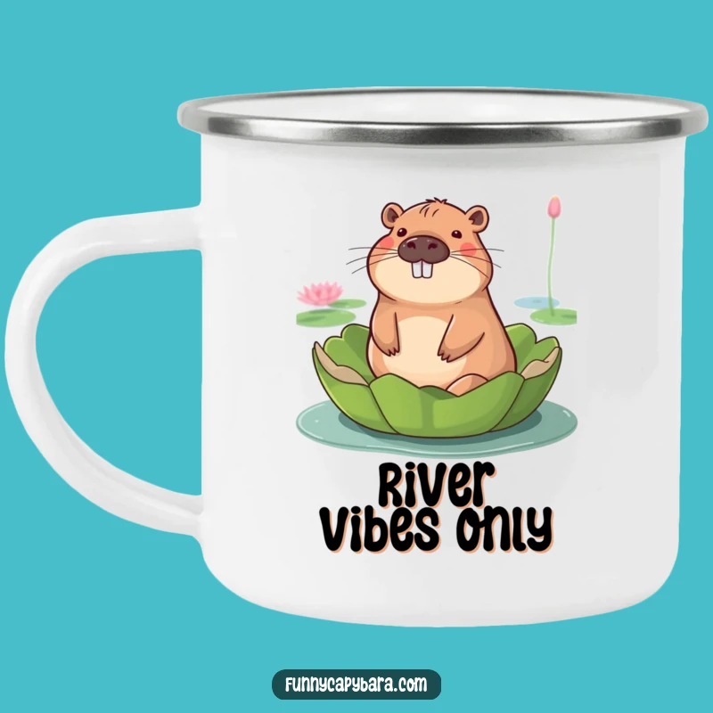 Funny Capybara Lily Pad Camping Mug: Adventure with Serene Humor