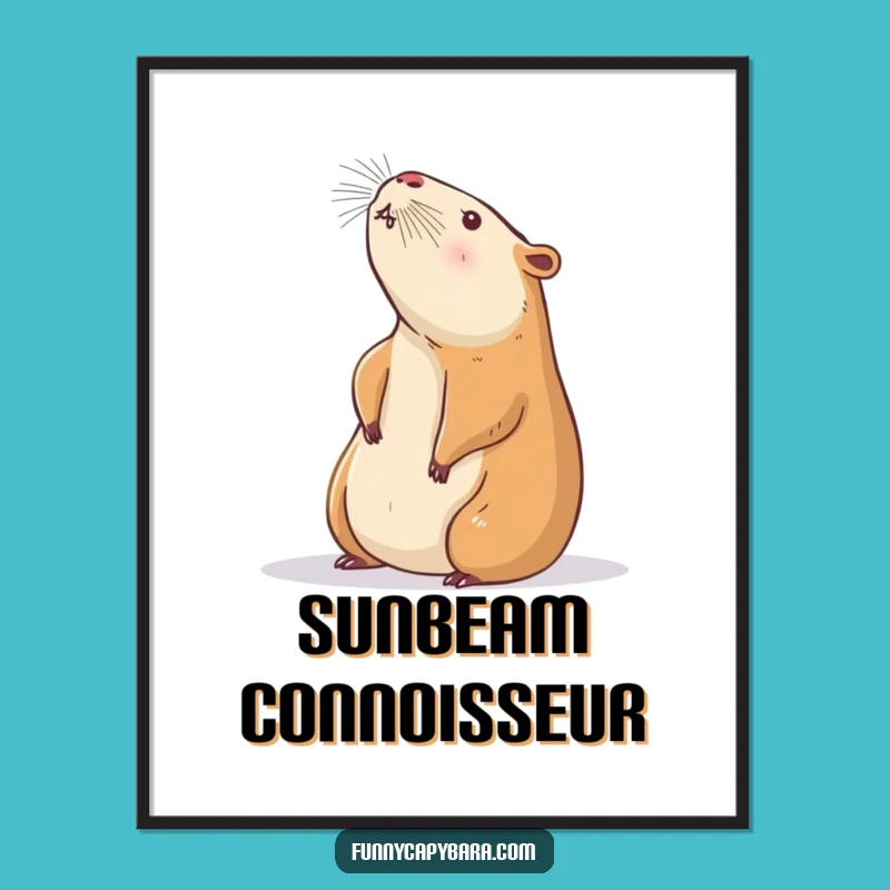Funny Capybara Sunbeam Digital Art: Instant Zen Download, Perfect Funny Gift