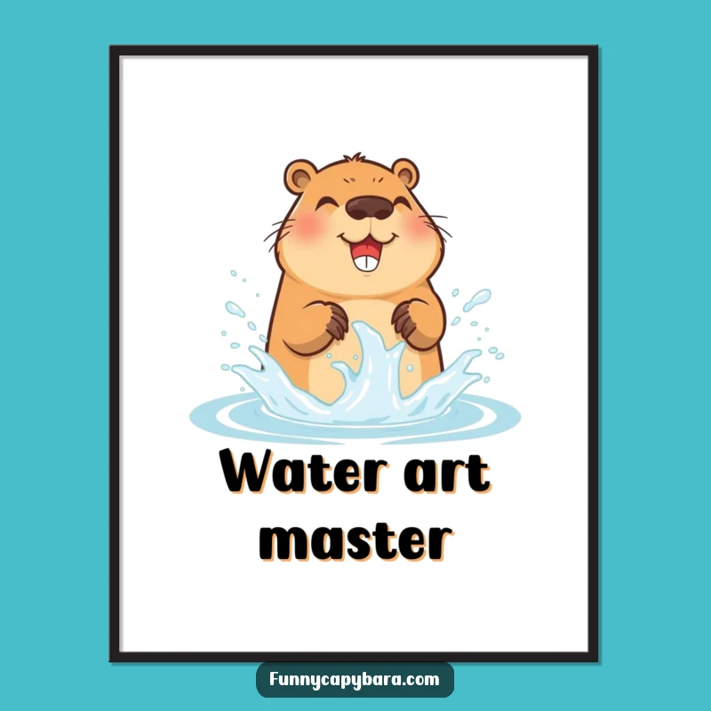 Funny Capybara Splash Digital Art: Instant Joyful Download, Perfect Funny Gift