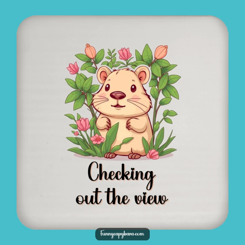 Funny Capybara Foliage Coaster: Protect Surfaces with Intrigue