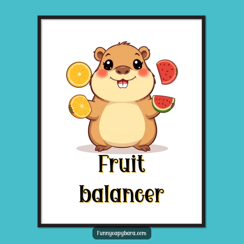 Funny Capybara Juggling Poster: Skillful Art Print for Happy Decor