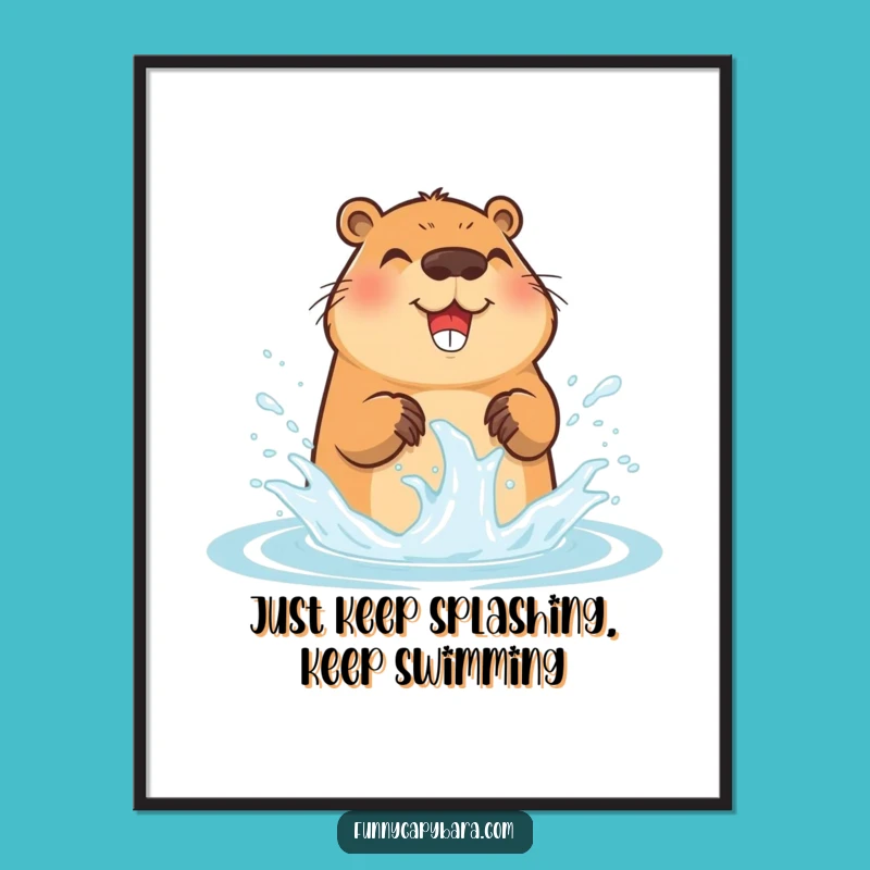 Free Printable Wall Art: Funny Capybara Splashing - Downloadable Art for Humorous Home Decor!