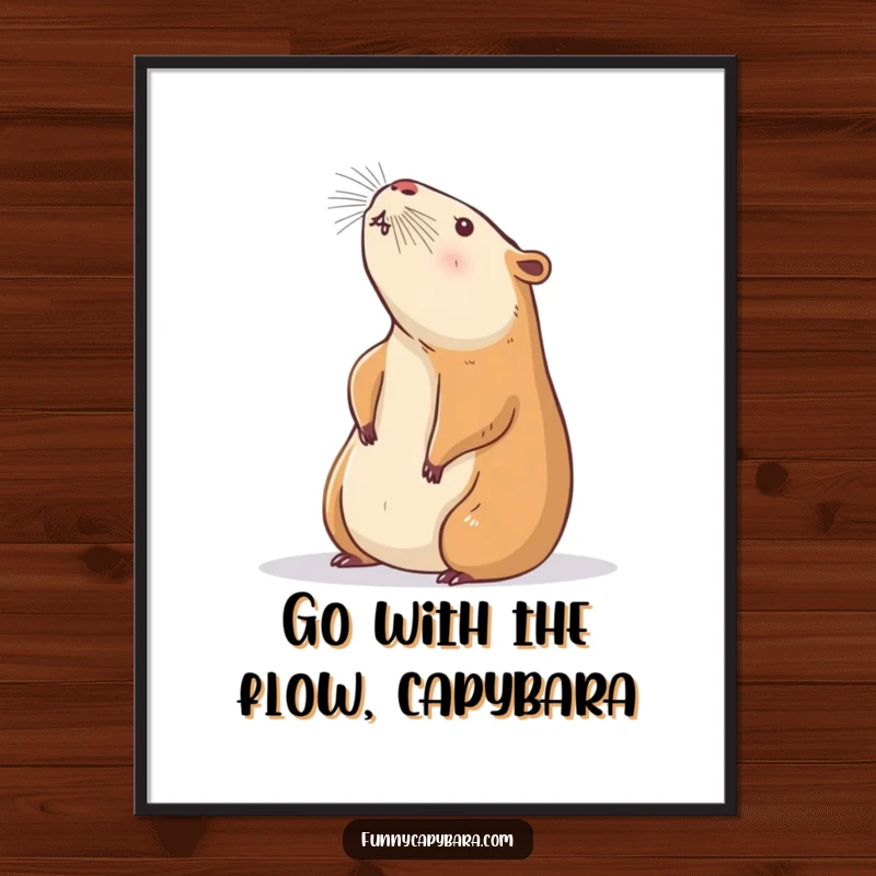 Funny Free Printable Wall Art: Capybara stretching languidly toward sunbeam, peaceful and humorous decor.