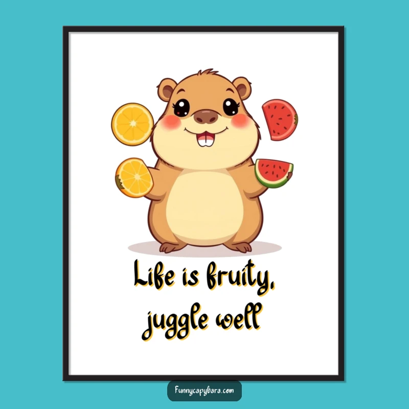 Playful Free Printable Wall Art: Juggling Capybara Fun - Cheerful Downloadable Decor
