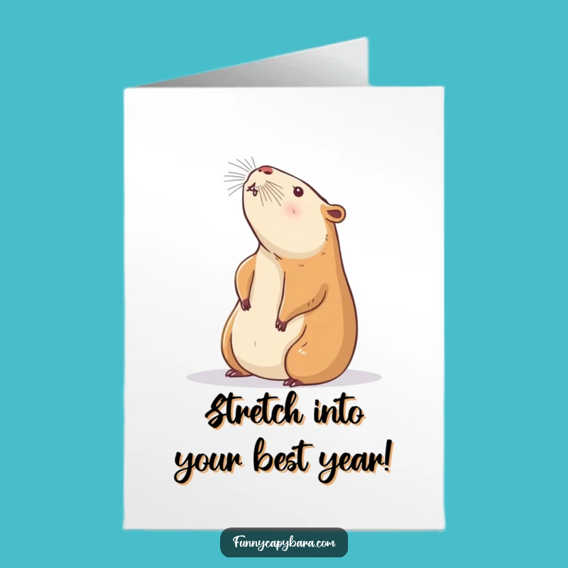 Free Printable Birthday Card: Lazy Capybara Stretch - Funny Downloadable Greeting for Chill Vibes!