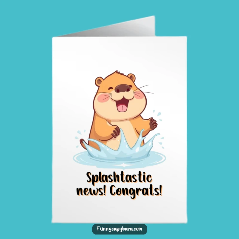 Free Printable Congrats Card: Joyful Capybara Splash Funny Downloadable Gift