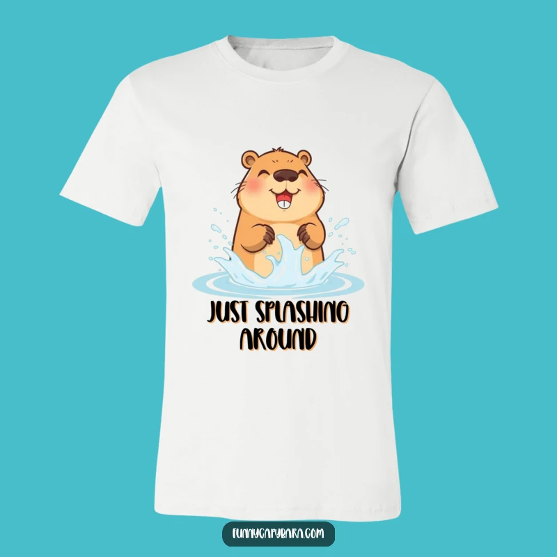 Funny Capybara Splashing T-Shirt: Cute Animal Tee, Ideal Funny Gift for All Ages