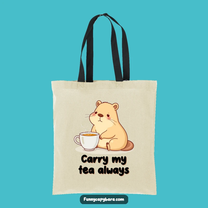Funny Capybara Tea Tote Bag: Carry Your Cozy Moments